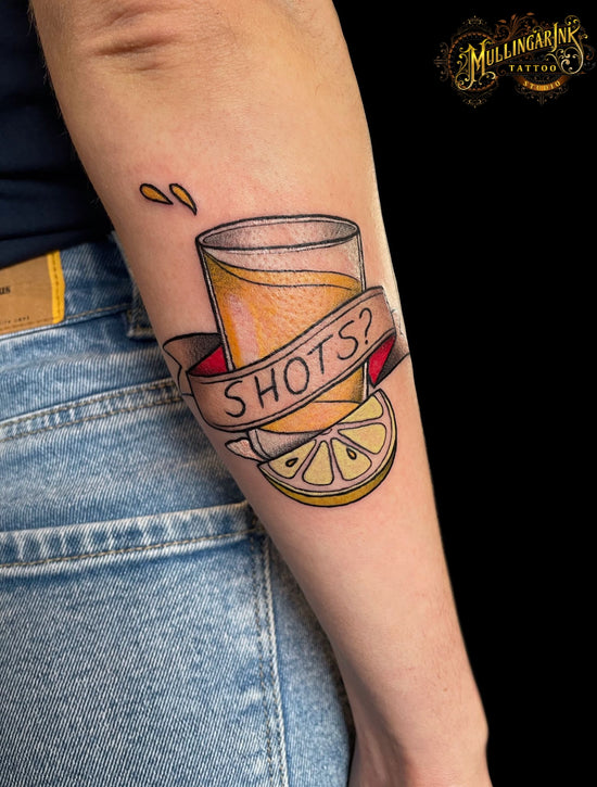 Tattoo uploaded by Maud  sister alcohol Tequilapaf amitié TattooGirl  tattoes lemon shooter  Tattoodo